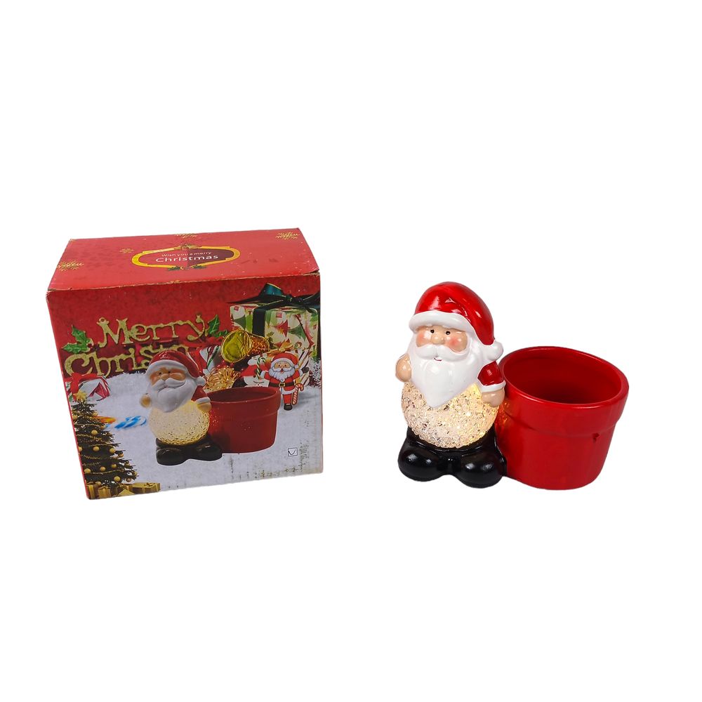 Сувенир декоративный светящийся LED "Санта Клаус. Снеговик " 13 х 12см Красный Unison (2322)