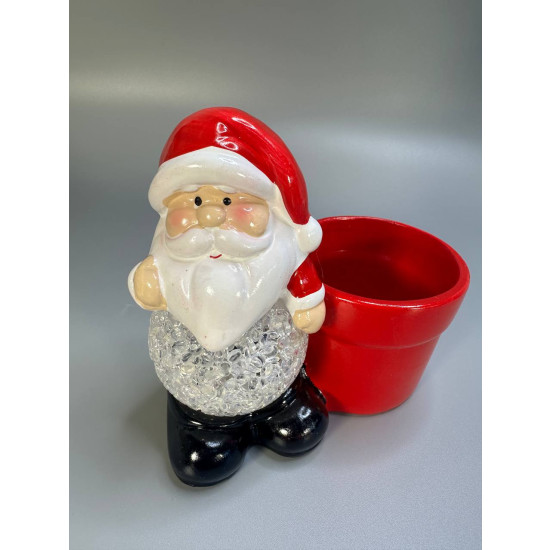 Сувенир декоративный светящийся LED "Санта Клаус. Снеговик " 13 х 12см Красный Unison (2322)