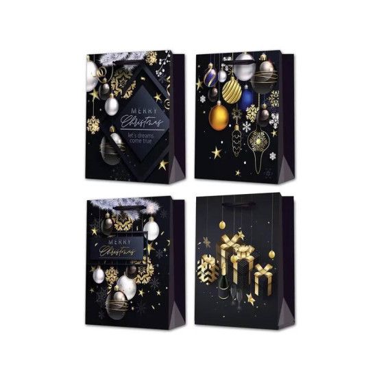 Новогодний подарочный пакет, 31х41,5х12см, Черный Unison (QZGZD-342A-2)