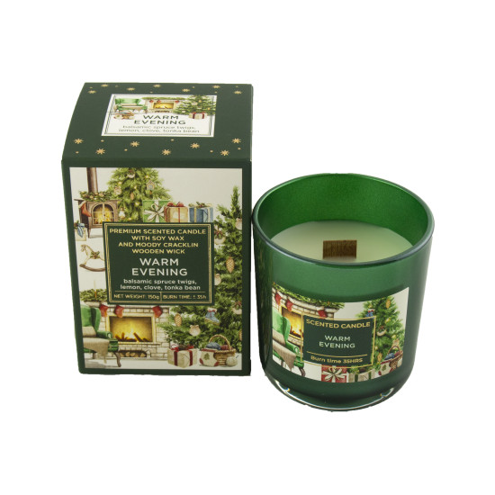 Свічка ароматична "Зимнее время" 30 часов, 150г, 8 х 8,5 см (парафин) Зеленый Bartek Candles (81900)
