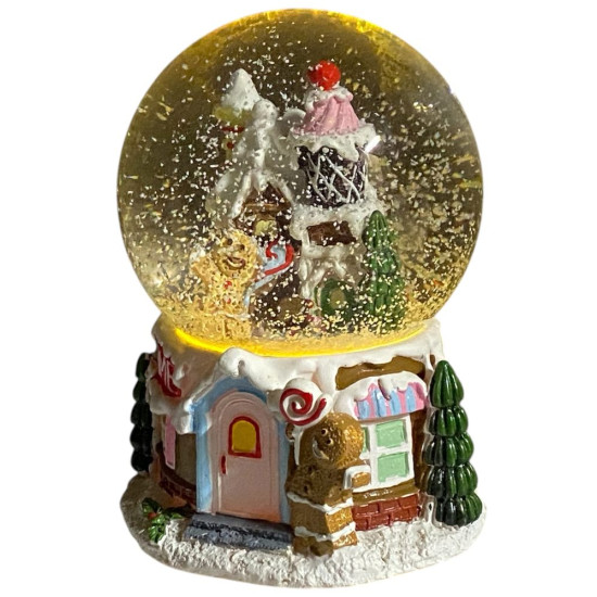 Сувенір, що світиться,  "Куля снігова 80мм - Пряничний Будиночок" 4 види Unison (8854)