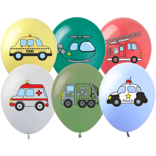 Кульки 12"(30сm) "Транспорт"  10шт Різнокольоровий Pelican (828535)