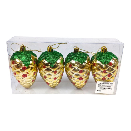 Набір іграшок на ялинку "Шишка" 10*5см 4шт Unison (23-ES04V-152)