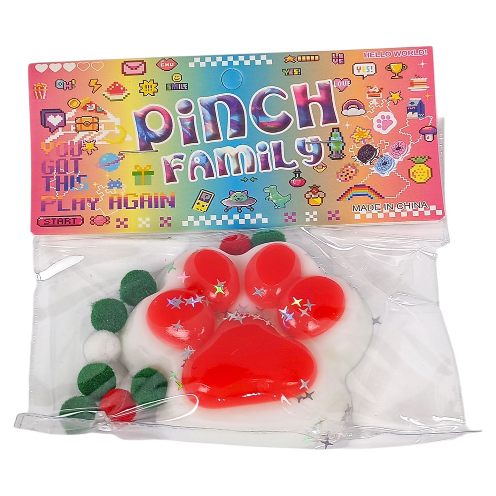 Таба сквіш антистрес  7см Лапка Новорічна (712210 red and white)