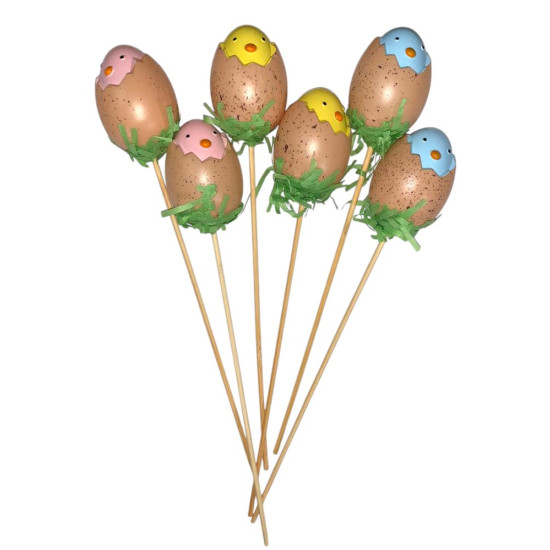 Топпер великодні яйця "Курча в яйці"   6 х 4,5см -6шт (L00139)