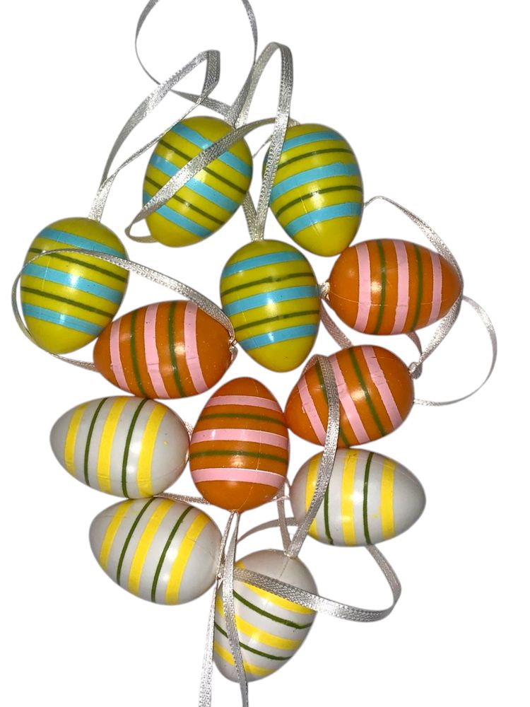 Набір великодніх яєць 4 х 3см "Карамель" - 12шт з стрічкою (L00171)