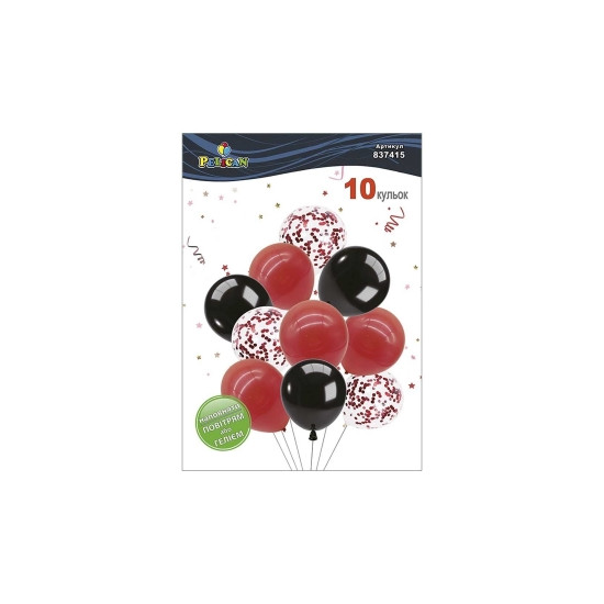 Набір з 10 латексних кульок "Червона пристрасть" вінтажний, Pelican (837415)