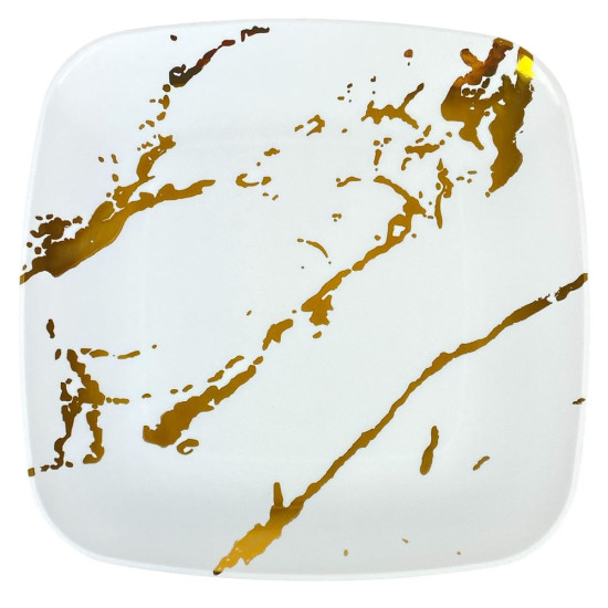 Тарілки мармурові пластикові багаторазові квадратні 18см "Style Ware" золото, 10шт/уп Unison (7500-201)