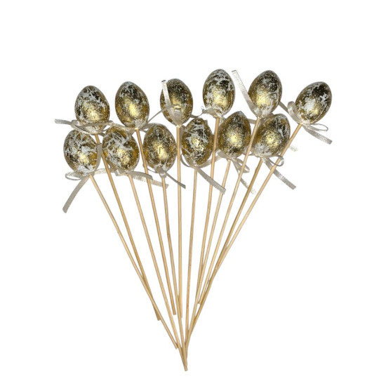 Топпер великодні яйця 4 х 3см Ретро-золото -12шт (L00132)