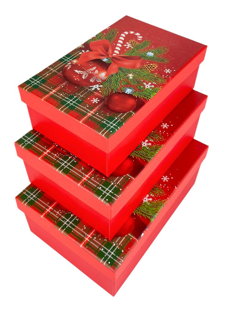 Подарочная новогодняя коробка 23 х 16 х 9,5см, 3шт/наб (1037Y-006L)