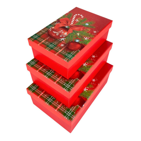 Подарочная новогодняя коробка 23 х 16 х 9,5см, 3шт/наб (1037Y-006L)