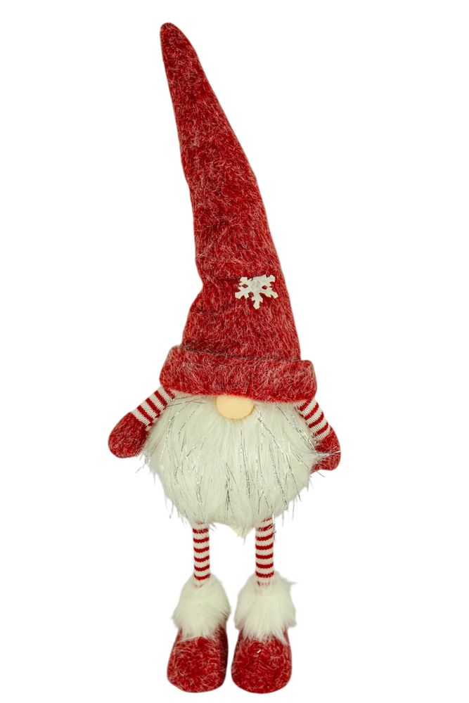 Новогодняя мягкая игрушка Гном, стоящий красный 66 см (L01145)