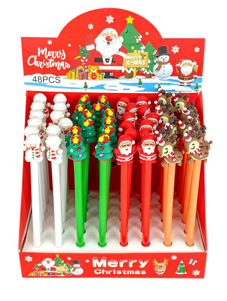 Ручка гелевая синяя 0,5мм Новогодняя (13591)