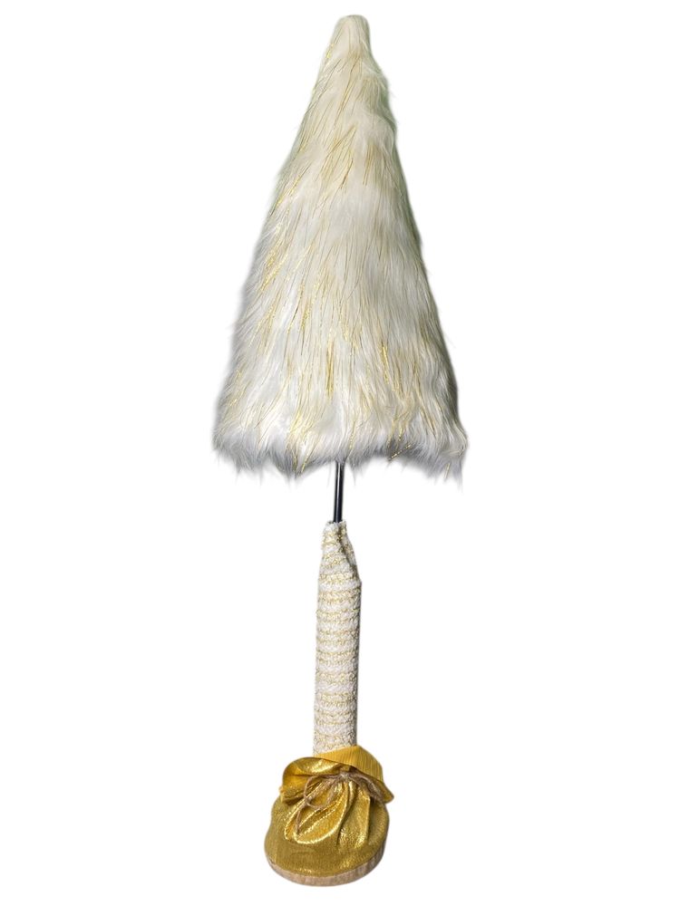 Хутряна ялинка декоративна  33 х 33 х 102 см, біла з золотом (L01157)