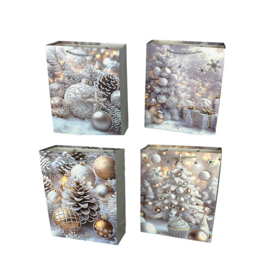 Пакет подарунковий  новорічний, 4 дизайни, 210g , 26 х 32 х 10 см Unison (DV-BK4209-4М)