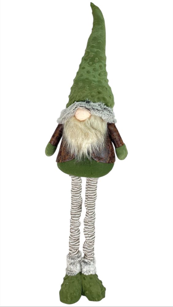 Новогодняя мягкая игрушка Гном зеленый, стоящий 23 х 14 х 82 см (L01172)