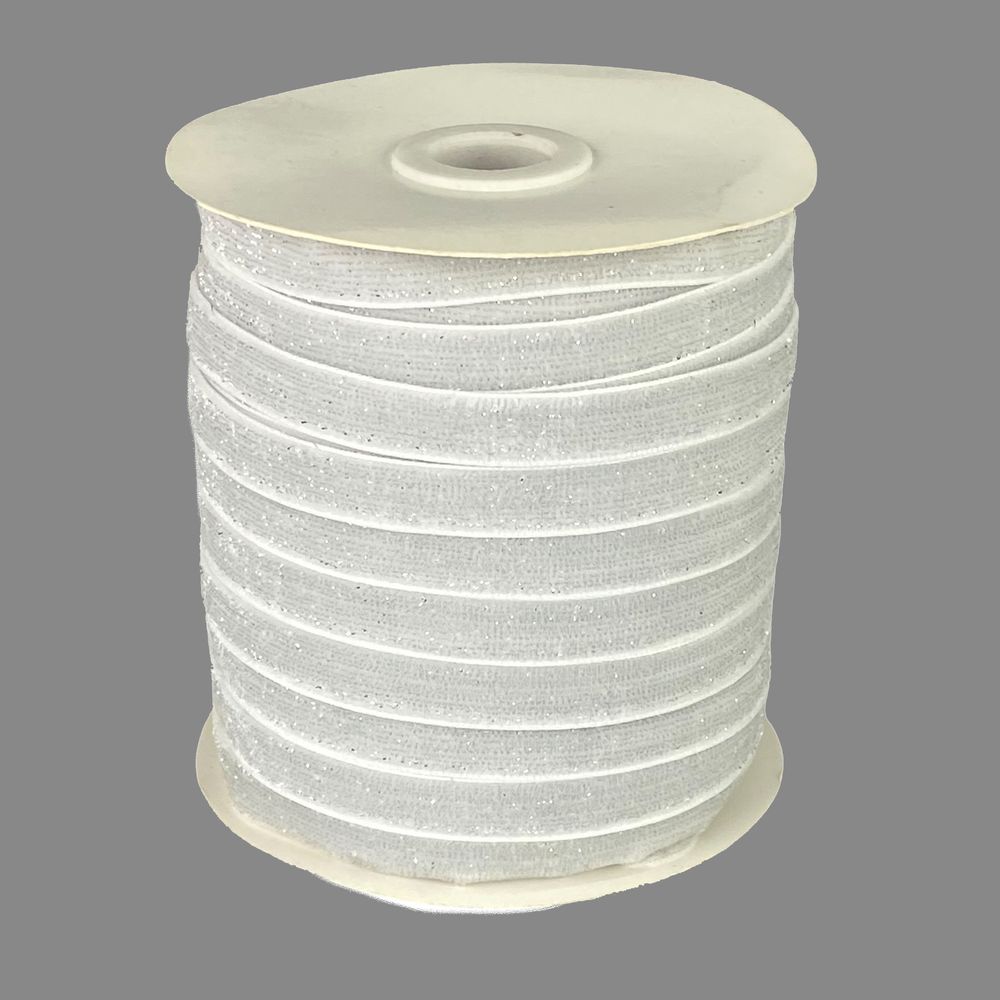 Оксамитова стрічка  блискуча 1,0 см х 50 ярдів Білий Marill (D16710- C 98)