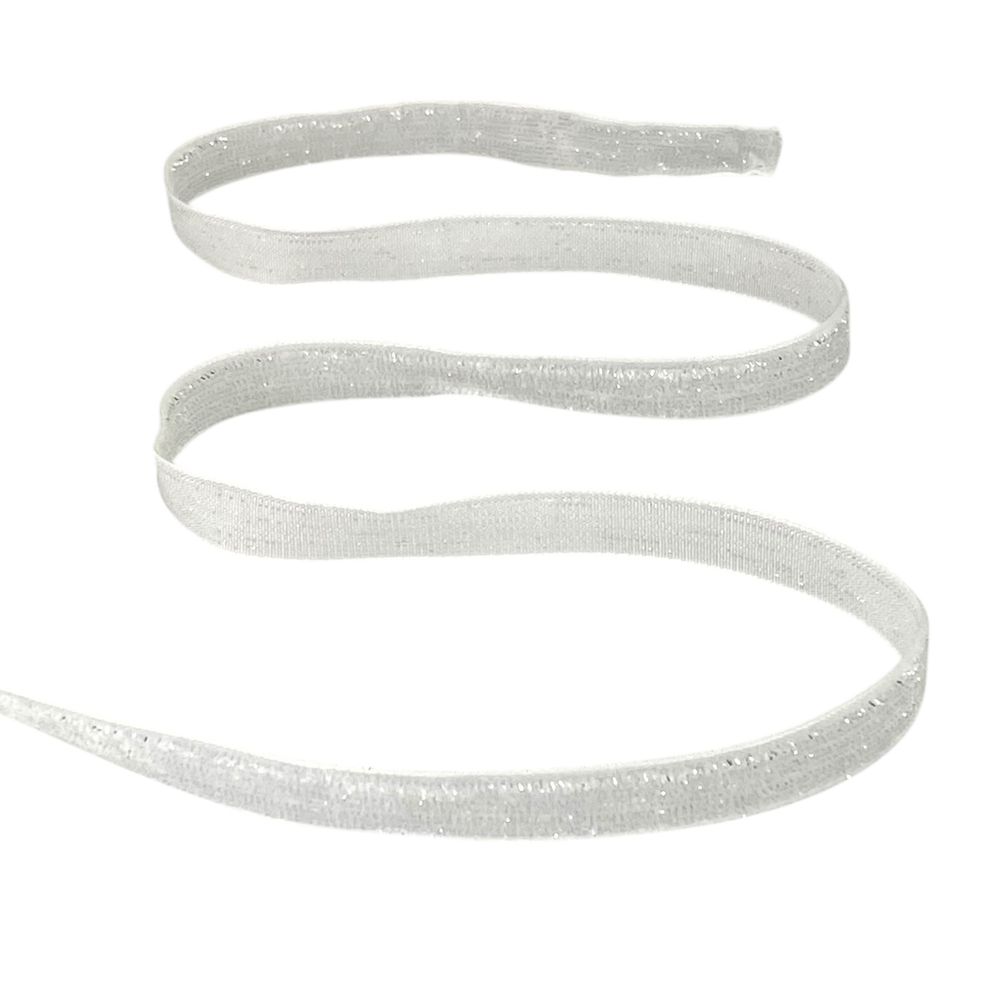 Оксамитова стрічка  блискуча 1,0 см х 50 ярдів Білий Marill (D16710- C 98)