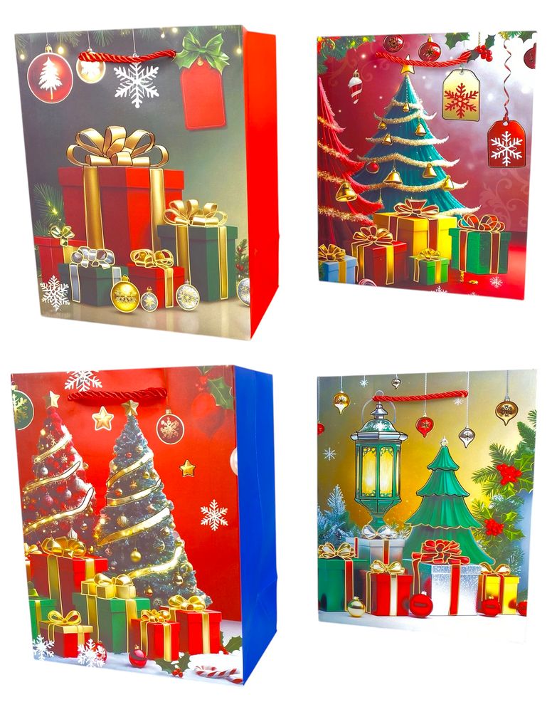 Пакет подарочный новогодний , 18 х 23 х 10cm 4 дизайна Unison (Y2200S)
