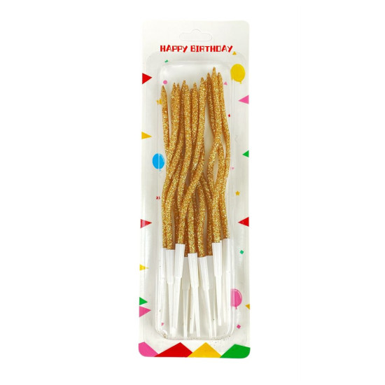 Набір свічок для торту "Коктейльний 16см",  жовте золото  12шт Золотий Unison (320409 yellow gold)