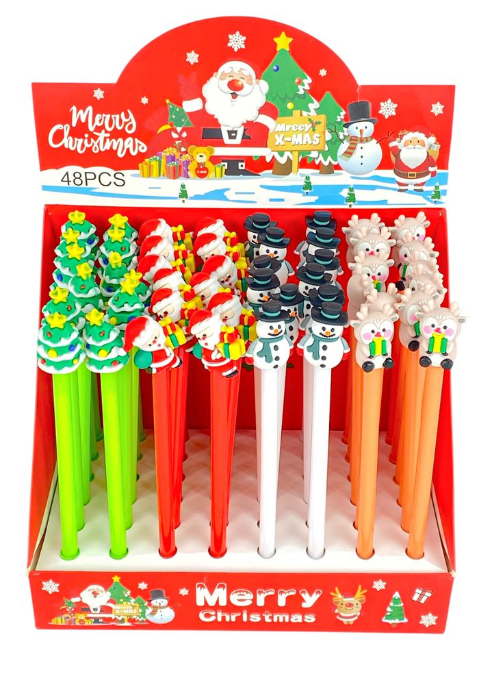 Ручка гелева синя 0,5мм Новорічна (13590)