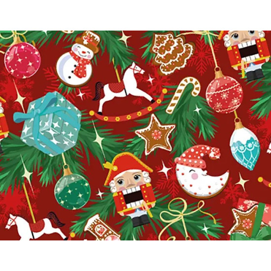 Бумага новогодняя для упаковки подарков 10 листов - 100 х 70 см 50г (PCZ10070-10-634)