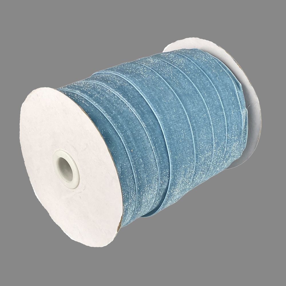 Оксамитова стрічка  блискуча 2,5  см х 50 ярдів Блакитний Marill (D16725- blue)