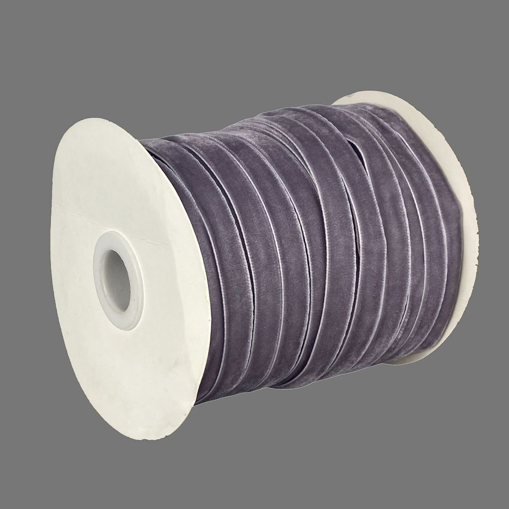 Бархатная лента  1,0 см х 50 ярдов Серый Marill (D00810- C 60)