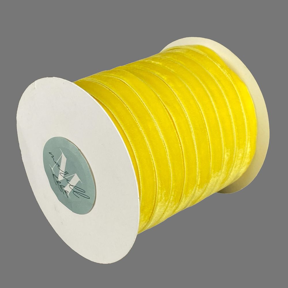 Бархатная лента  1,0 см х 50 ярдов Желтый Marill (D00910- C 15)