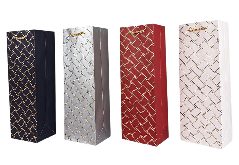 Пакет подарочный под бутылку "Fashion" 12 х 35 х 9см, 210г/м2, 4 дизайна Unison (124926-35)