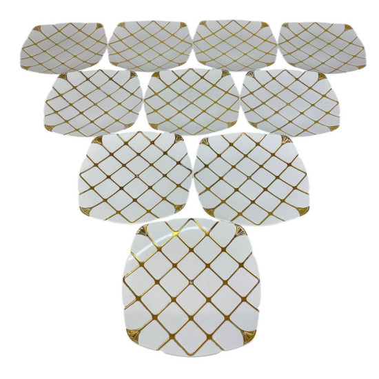 Тарілки золоті  пластикові багаторазові  25 х 25см , 10шт/уп Unison (7500-203)