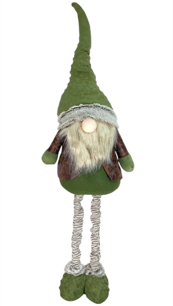 Новогодняя мягкая игрушка Гном зеленый, стоящий 28 х 19 х 125 см (L01173)