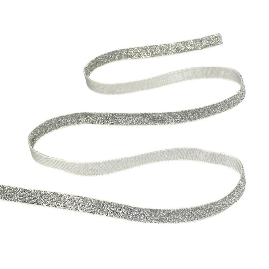 Оксамитова стрічка з люрексом 1,0 см х 50 ярдів Сірий Marill (D00710- 11)