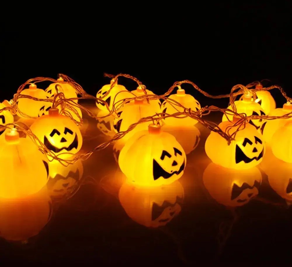 Гирлянда фигурки  12 LED, "ХЕЛОУИН-ТЫКВА", 5м+ переходник, теплый белый (1698-11)