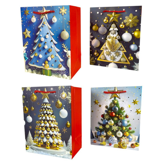 Пакет подарунковий  новорічний , 18 х 23 х 10cm 4 дизайни Unison (Y2113S)