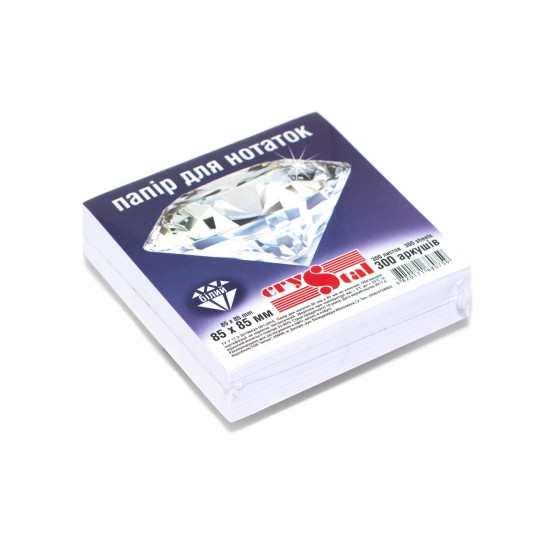 Бумага для заметок 85ммх85мм, белая 300 листов - CRYSTAL,  0988 (0988)