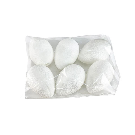 Набір  великодніх Еко яєць  із рельєфною поверхнею  -6шт, білий 6см Білий (L00202)