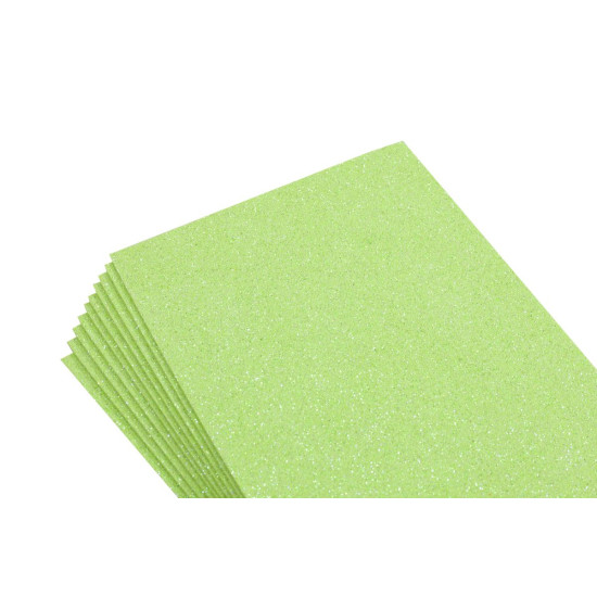 Фоамиран 1,8мм салатный  с глиттером -10листов- самоклейка, 8688 (8688)