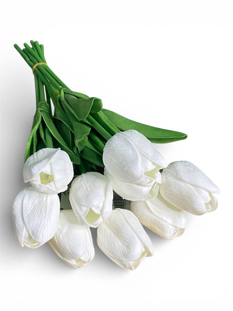 Букет латексних тюльпанів з ефектом живого дотику 9 бутонів (4 х 4см) білий 34 см Білий Marill (C30444-05)