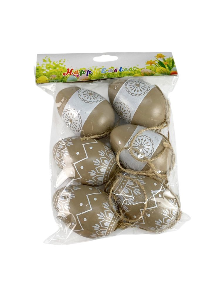 Набір пасхальних яєць з нанесеним орнаментом, 6шт 6см (L00187)