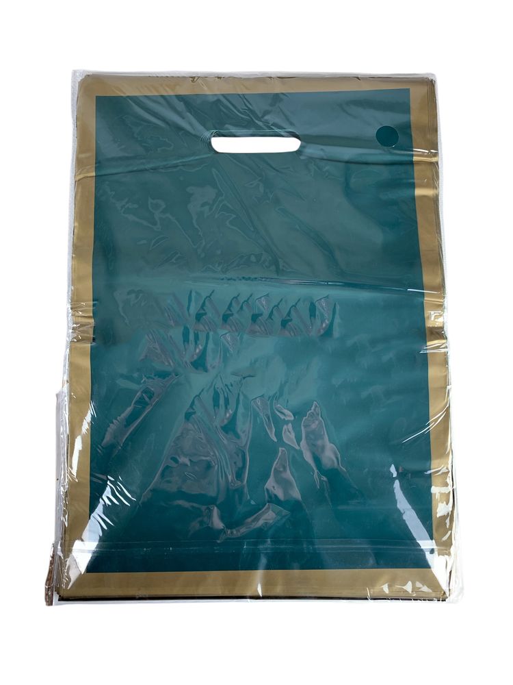 Пакет полиэтиленовый с прорезной ручкой, 30 х 20см 50шт/уп (10804 green-gold)