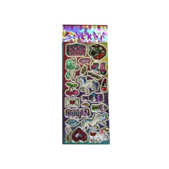 Наліпка пластикова лазерна 7 х 17см "Єдинороги" (QQHH031)