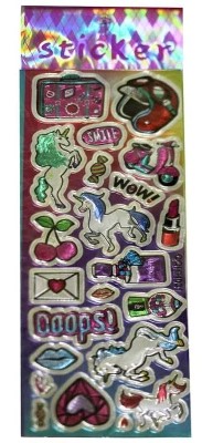 Наліпка пластикова лазерна 7 х 17см "Єдинороги" (QQHH031)