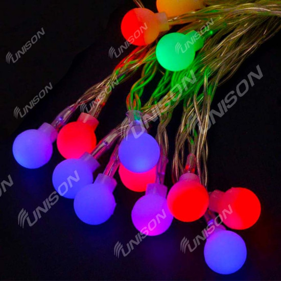 Гирлянда - фигурки 20 LED Шарик 5м + переходник (мульти) Разноцветный Unison (1606-54)