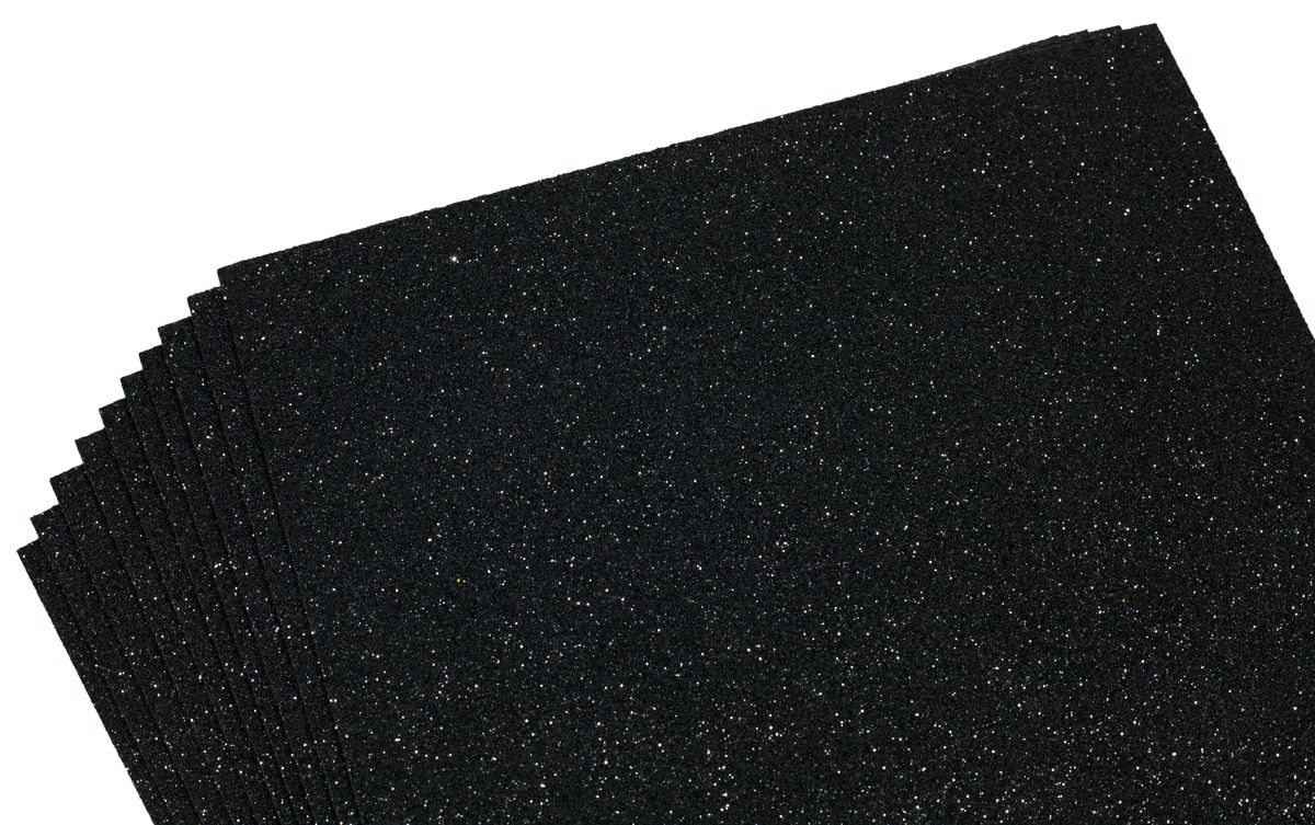 Фоамиран 1,0мм черный с глиттером   10 листов Черный Unison (17GLA4-015)