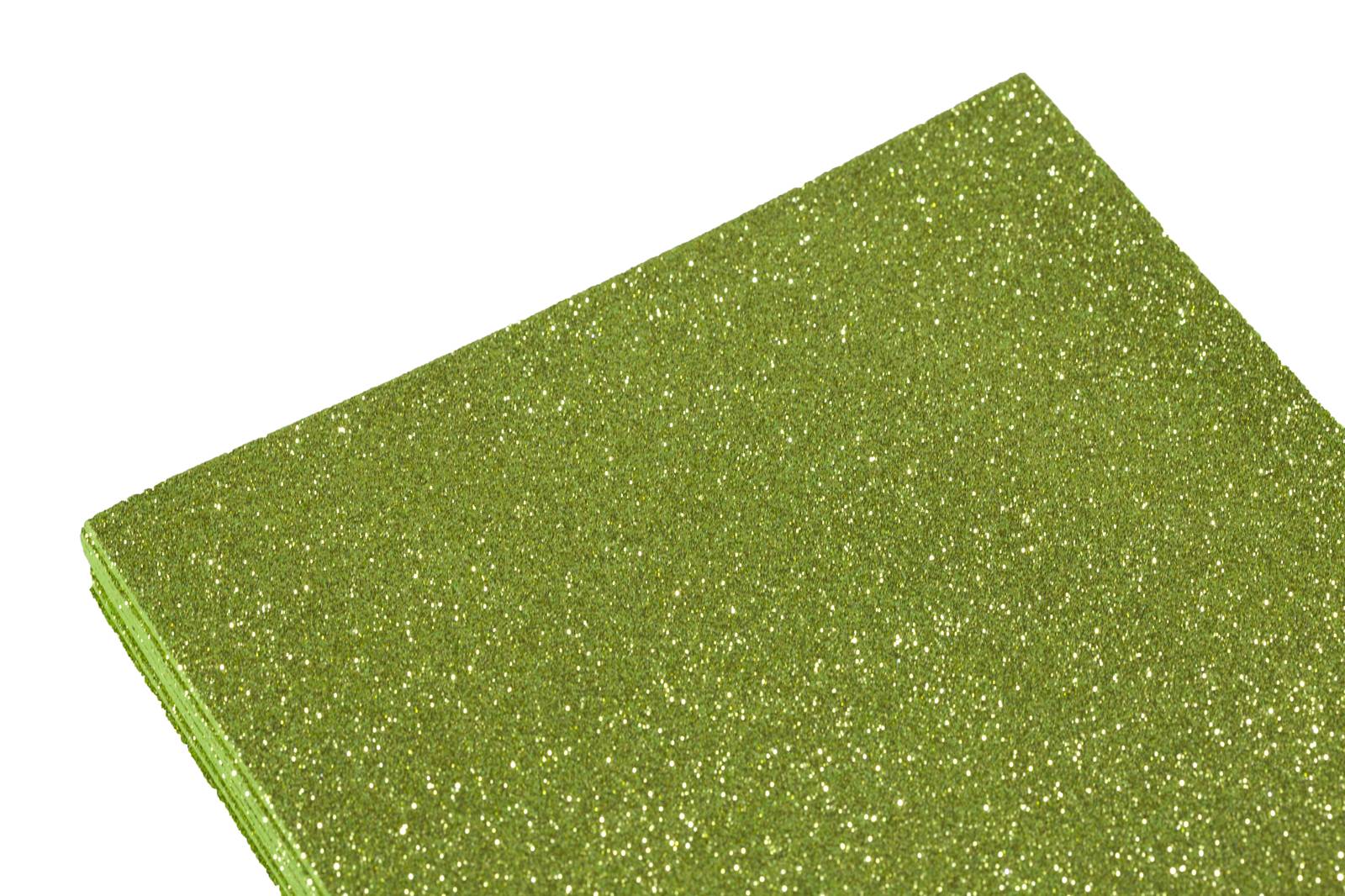 Фоамиран с глиттером  2мм, 10 листов, салатный Зеленый Unison (8950)