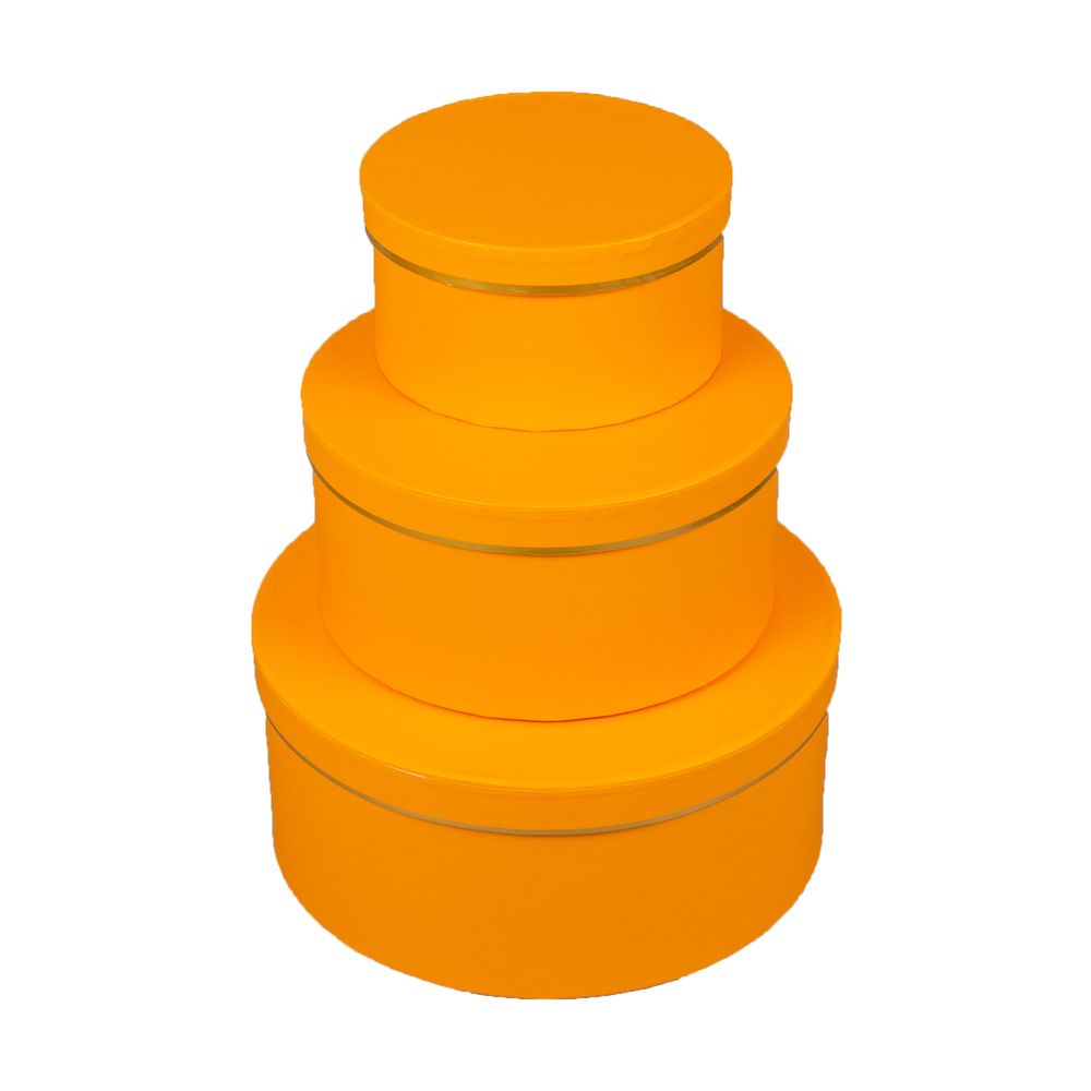 Коробка подарочная круглая  в наборе  3 шт (25 x 11см/20 x 10см/15 x 8см) Оранжевый Unison (W3059)