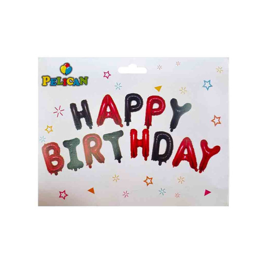 Набор из 13 шариков Happy Birthday40см, красно черный Разноцветный Pelican (837107)