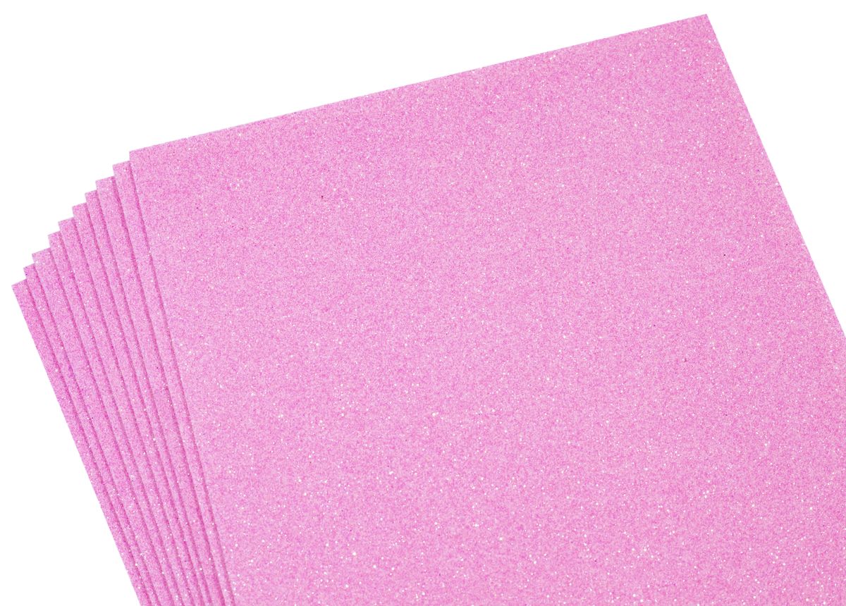Фоамиран 1,8мм  розовый с глиттером, переливается разными цветами 10 листов (10505)