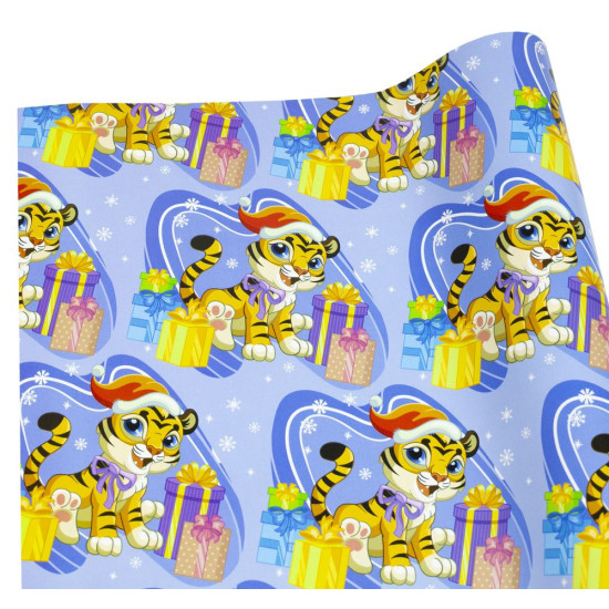 Папір новорічний крейдований для пакування подарунків 80г 100х70  -10 аркушів Різнокольоровий Unison (PVM10-185NY)